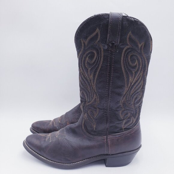 Laredo Men's Cowboy Boots Brown Leather Pointed Toe Embroidered Size 11 - Picture 5 of 9